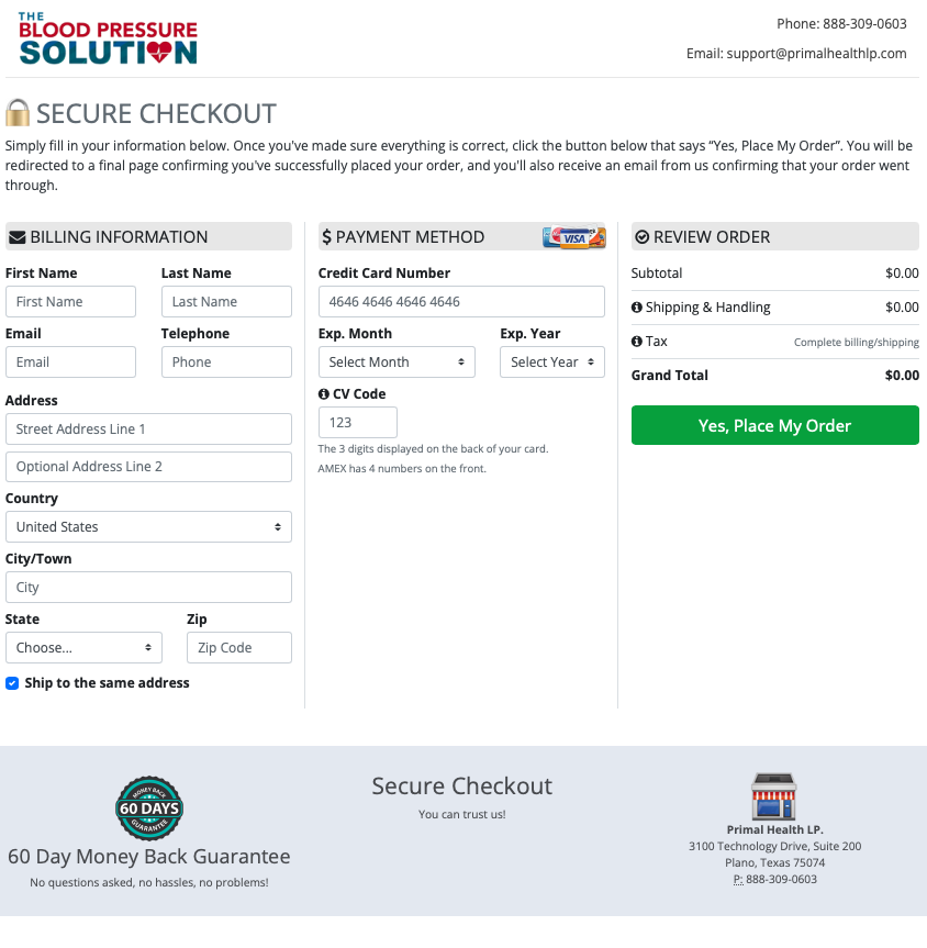 the blood pressure solution checkout